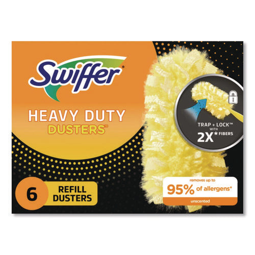 Image of Swiffer® Heavy Duty Dusters Refill, Dust Lock Fiber, Yellow, 6/box, 4 Boxes/carton