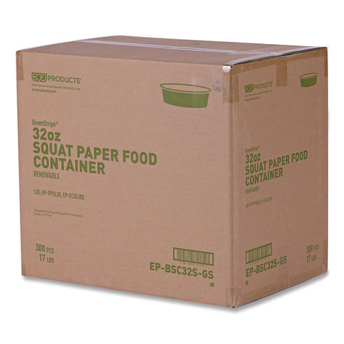 Image of Eco-Products® GreenStripe Paper Food Containers, 7.28" dia x, 2.48", White, 300/Carton