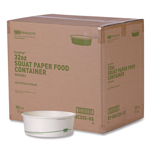 Image of Eco-Products® GreenStripe Paper Food Containers, 7.28" dia x, 2.48", White, 300/Carton