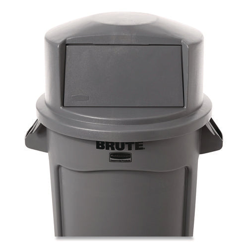 Image of Rubbermaid® Commercial BRUTE Dome Top Swing Door Lid for 32 gal Waste Containers, 22.75" Diameter x 12.25h, Gray