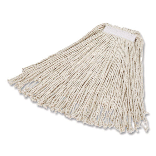 Image of Rubbermaid® Commercial Economy Cut-End Cotton Wet Mop Head, 24oz, 1" Band, White, 12/carton