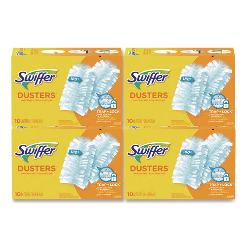 Image of Swiffer® Refill Dusters, Dust Lock Fiber, Light Blue, Unscented, 10/box, 4 Box/carton