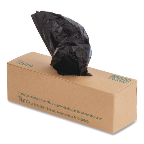 Image of Tatco Dog Waste Bags, Open-Face, 0.5 gal, 8" x 13", Black, Perforated Roll, 200 Bags/Roll, 10 Rolls/Carton