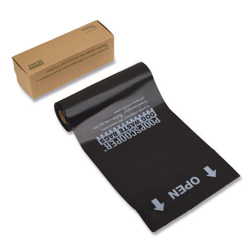 Image of Tatco Dog Waste Bags, Open-Face, 0.5 gal, 8" x 13", Black, Perforated Roll, 200 Bags/Roll, 10 Rolls/Carton