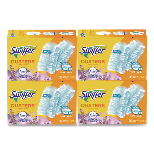 Image of Swiffer® Refill Dusters, Dustlock Fiber, Light Blue, Lavender Vanilla Scent,10/box,4 Boxes/carton