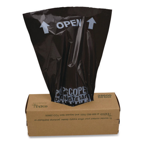 Image of Tatco Dog Waste Bags, Open-Face, 0.5 gal, 8" x 13", Black, Perforated Roll, 200 Bags/Roll, 10 Rolls/Carton