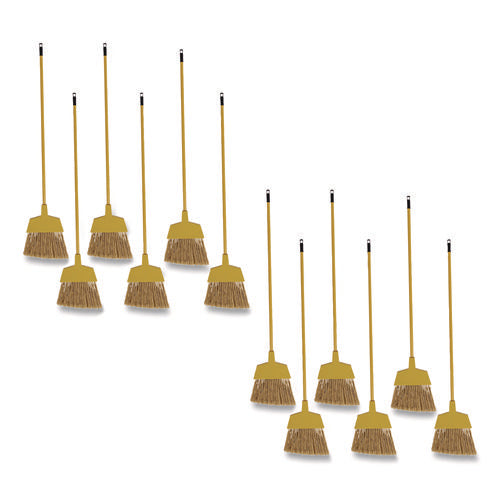 Image of Boardwalk® Poly Bristle Angler Broom, 53" Handle, Yellow, 12/carton