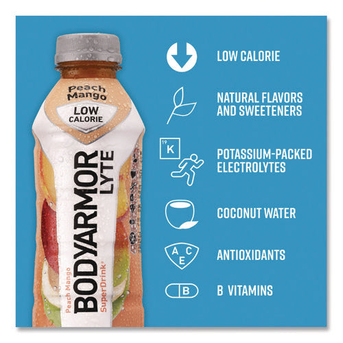 Image of BodyArmor LYTE Sports Drink, Peach Mango, 16 oz Bottle, 12/Pack