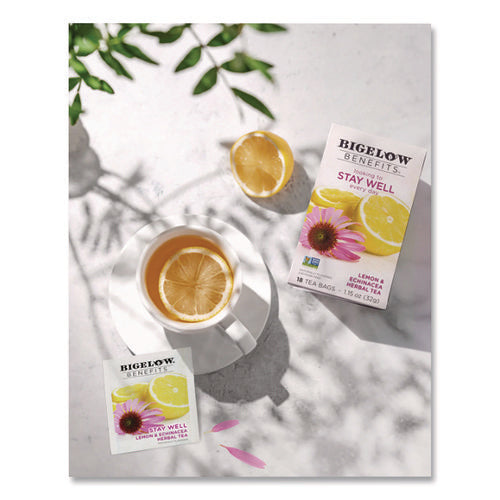 Image of Bigelow® Benefits Lemon And Echinacea Herbal Tea Bags, 0.6 Oz Tea Bag, 18/box