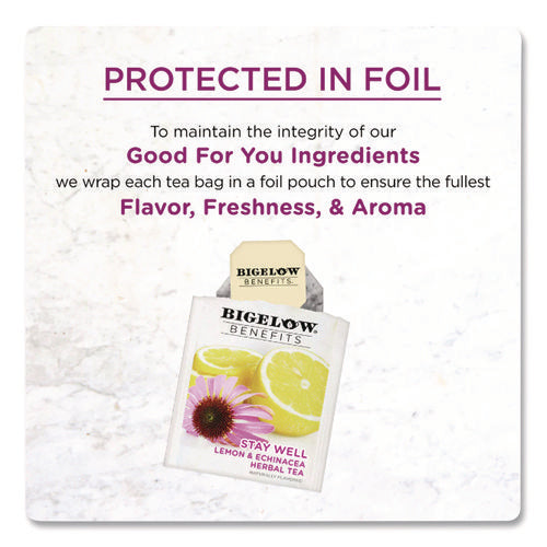 Image of Bigelow® Benefits Lemon And Echinacea Herbal Tea Bags, 0.6 Oz Tea Bag, 18/box