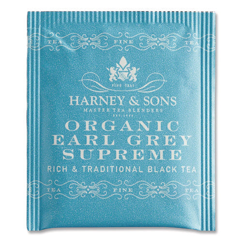 Image of Harney & Sons Premium Tea, Organic Earl Grey Supreme Black Tea, Individually Wrapped Tea Bags, 20/box