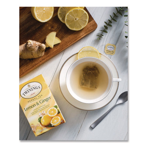 Image of TWININGS® Tea Bags, Lemon and Ginger, 2.65 oz, 50/Box