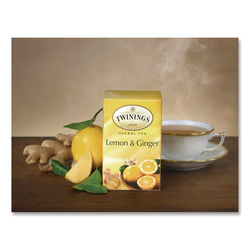 Image of TWININGS® Tea Bags, Lemon and Ginger, 2.65 oz, 50/Box