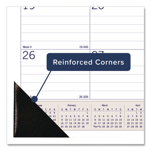 Image of Blueline® DuraGlobe Monthly Desk Pad Calendar, 22 x 17, White/Blue/Gray Sheets, Black Binding/Corners, 12-Month (Jan to Dec): 2025