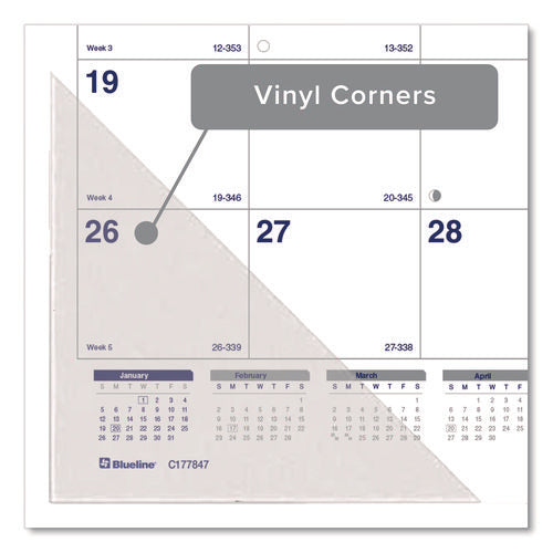 Image of Blueline® Net Zero Carbon Monthly Desk Pad Calendar, 22 x 17, White/Gray/Blue Sheets, Black Binding, 12-Month (Jan to Dec): 2025