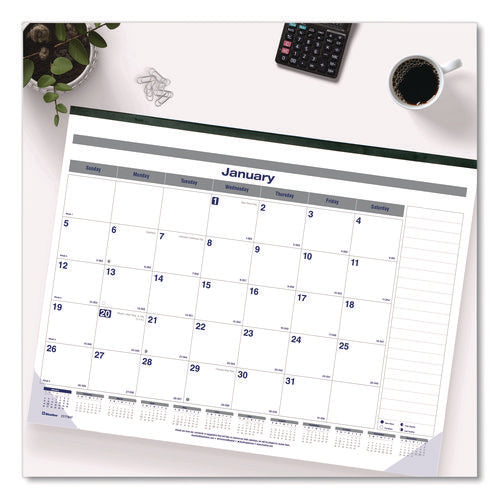 Image of Blueline® Net Zero Carbon Monthly Desk Pad Calendar, 22 x 17, White/Gray/Blue Sheets, Black Binding, 12-Month (Jan to Dec): 2025