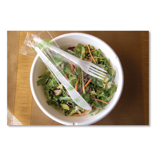 Image of Eco-Products® Plantware CPLA Cutlery, Individually Wrapped, Fork, White, 1,000/Carton
