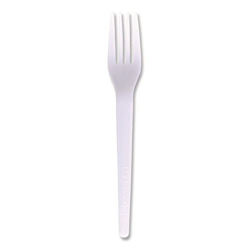 Image of Eco-Products® Plantware CPLA Cutlery, Individually Wrapped, Fork, White, 1,000/Carton