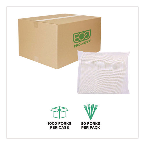 Image of Eco-Products® Plantware CPLA Cutlery, Fork, White, 1,000/Carton