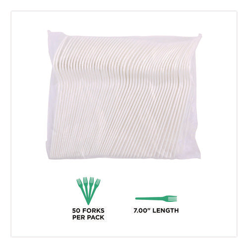 Image of Eco-Products® Plantware CPLA Cutlery, Fork, White, 1,000/Carton