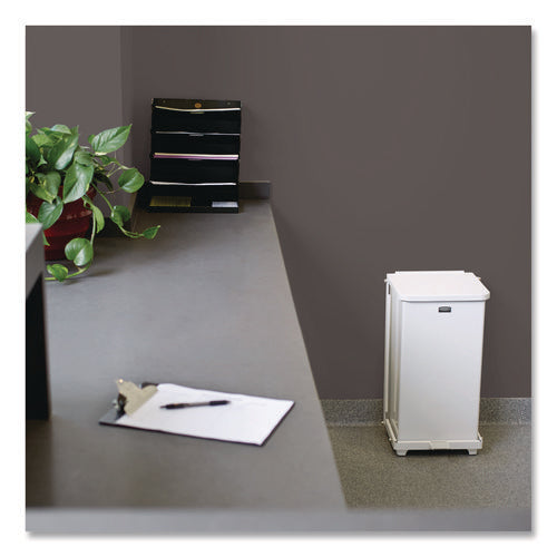 Image of Rubbermaid® Commercial Defenders Heavy-Duty Steel Step Can, 6.5 gal, Steel, White