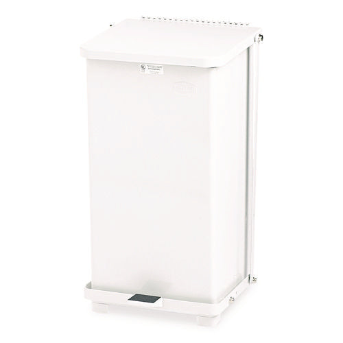 Image of Rubbermaid® Commercial Defenders Heavy-Duty Steel Step Can, 6.5 gal, Steel, White