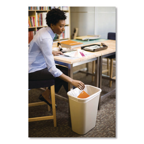 Image of Rubbermaid® Commercial Deskside Plastic Wastebasket, 10.25 gal, Plastic, Beige