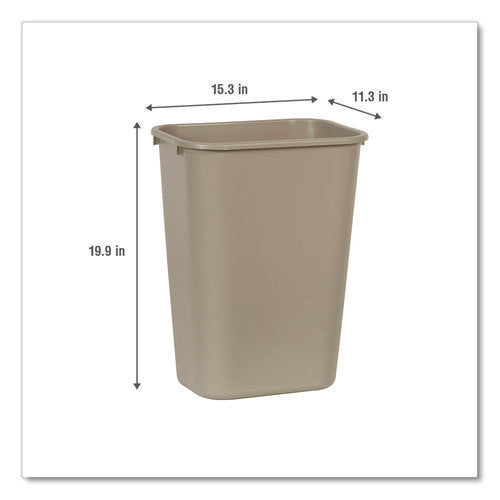 Image of Rubbermaid® Commercial Deskside Plastic Wastebasket, 10.25 gal, Plastic, Beige