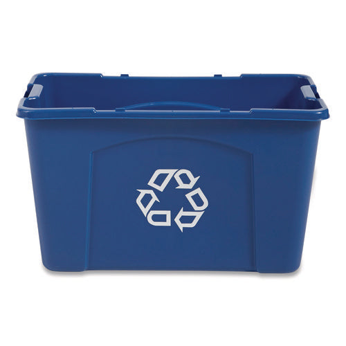 Image of Rubbermaid® Commercial Stacking Recycle Bin, 18 gal, Polyethylene, Blue