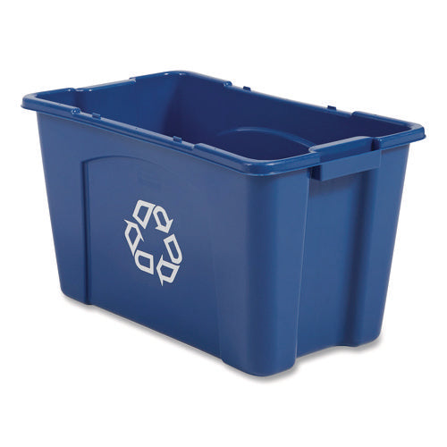 Image of Rubbermaid® Commercial Stacking Recycle Bin, 18 gal, Polyethylene, Blue