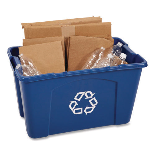 Image of Rubbermaid® Commercial Stacking Recycle Bin, 18 gal, Polyethylene, Blue