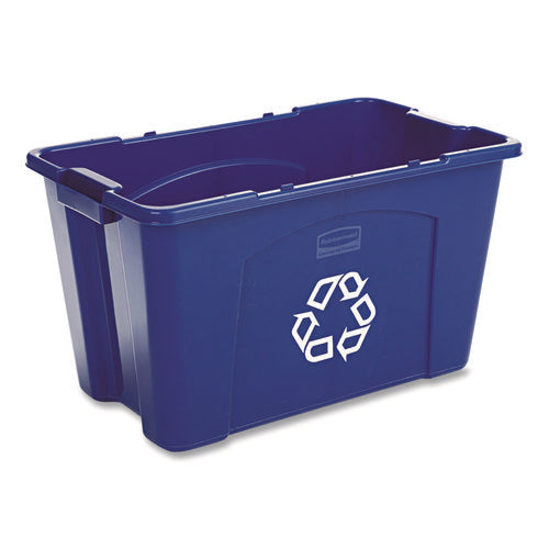 Image of Rubbermaid® Commercial Stacking Recycle Bin, 18 gal, Polyethylene, Blue