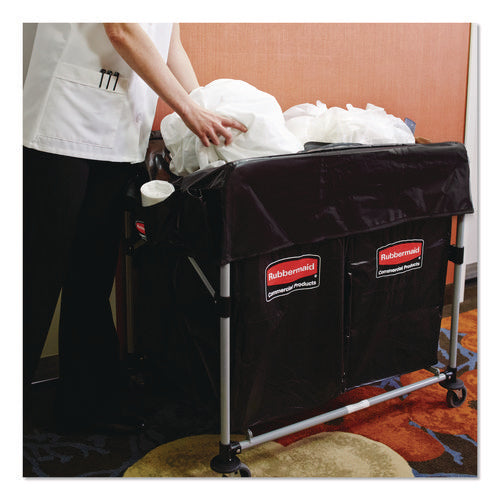 Image of Rubbermaid® Commercial Two-Compartment Collapsible X-Cart, Synthetic Fabric, 2.49 cu ft Bins, 24.1" x 35.7" x 34", Black/Silver