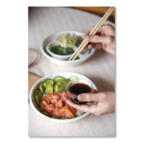 Image of Eco-Products® Compostable Clear PLA Plastic Portion Cup Lids, Fits 2 oz to 4 oz Portion Cups, Clear, 2,000/Carton