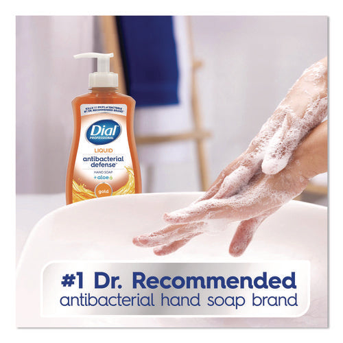 Image of Dial® Professional Antibacterial Defense Gold Hand Soap + Aloe, Original, 11 oz Pump Bottle, 12/Carton
