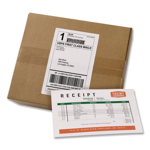 Image of Avery® Shipping Labels With Paper Receipt Bulk Pack, Inkjet/laser Printers, 5.06 X 7.63, White, 100/box