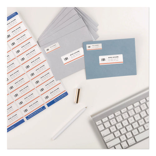 Image of Avery® White Address Labels W/ Sure Feed Technology For Laser Printers, Laser Printers, 1 X 2.63, White, 30/sheet, 250 Sheets/box