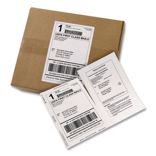 Image of Avery® Shipping Labels With Paper Receipt Bulk Pack, Inkjet/laser Printers, 5.06 X 7.63, White, 100/box