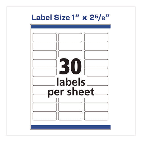 Image of Avery® White Address Labels W/ Sure Feed Technology For Laser Printers, Laser Printers, 1 X 2.63, White, 30/sheet, 250 Sheets/box