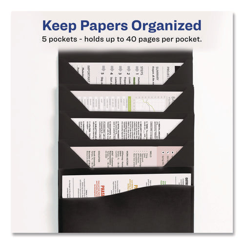 Image of Avery® Slide and View Expanding File, 5 Sections, Cord/Hook Closure, Letter Size, Black