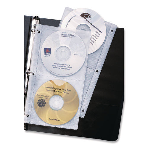 Image of Avery® Two-Sided CD Organizer Sheets for Three-Ring Binder, 4 Disc Capacity, Clear, 5/Pack