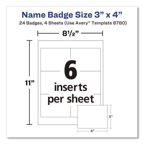 Image of Avery® Magnetic Style Name Badge Kit, Horizontal, 4 X 3, White, 24/pack
