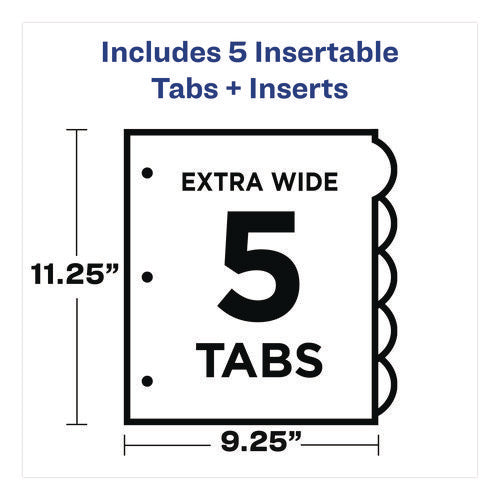 Image of Avery® Insertable Style Edge Tab Plastic 1-Pocket Dividers, 5-Tab, 11.25 x 9.25, Translucent, 1 Set