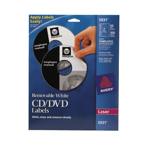 Image of Avery® Laser Cd Labels, Matte White, 50/pack