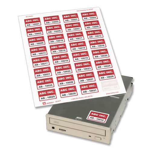 Image of Avery® Permanent Id Labels W/ Sure Feed Technology, Inkjet/laser Printers, 1.25 X 1.75, White, 32/sheet, 15 Sheets/pack
