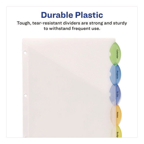 Image of Avery® Insertable Style Edge Tab Plastic 1-Pocket Dividers, 5-Tab, 11.25 x 9.25, Translucent, 1 Set