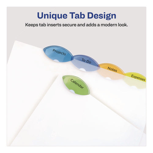 Image of Avery® Insertable Style Edge Tab Plastic 1-Pocket Dividers, 5-Tab, 11.25 x 9.25, Translucent, 1 Set