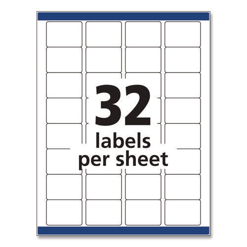 Image of Avery® Permanent Id Labels W/ Sure Feed Technology, Inkjet/laser Printers, 1.25 X 1.75, White, 32/sheet, 15 Sheets/pack