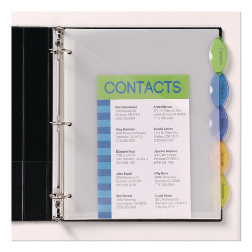 Image of Avery® Insertable Style Edge Tab Plastic 1-Pocket Dividers, 5-Tab, 11.25 x 9.25, Translucent, 1 Set