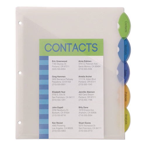 Image of Avery® Insertable Style Edge Tab Plastic 1-Pocket Dividers, 5-Tab, 11.25 x 9.25, Translucent, 1 Set